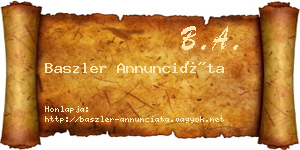 Baszler Annunciáta névjegykártya